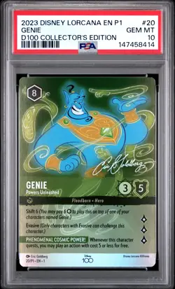 2023 DISNEY LORCANA EN P1-PROMO #20 GENIE - POWERS UNLEASHED PSA 10 - Image 1