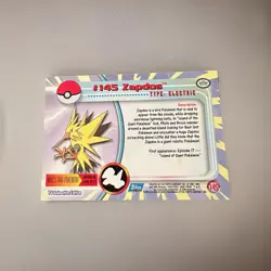 Pokemon Card Zapdos #145 TOPPS Series 3 TV Animation Series Blue Logo - Image 4