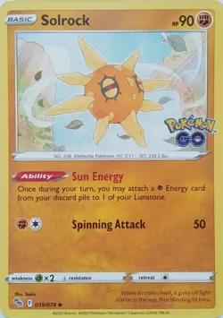 039/078 SOLROCK | UNCOMMON | POKEMON GO POKEMON CARD - Image 1