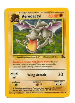 Pokemon Card: Aerodactyl 1/62 HOLO Fossil Set Vintage Rare! GD - Image 1