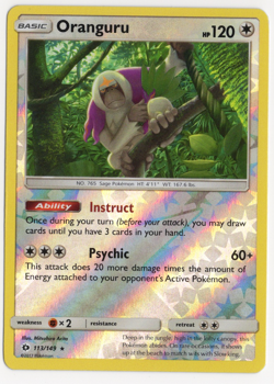 Oranguru 113/139 Reverse Holo Sun & Moon Pokemon Card - Image 1