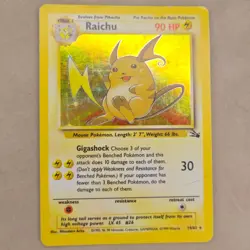 Raichu 14/ 62 Holo Rare Pokemon Card Fossil Set WOTC 1999 MP Moderately Played - Image 1
