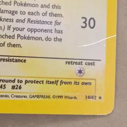 Raichu 14/ 62 Holo Rare Pokemon Card Fossil Set WOTC 1999 MP Moderately Played - Image 2