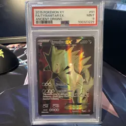 2015 Pokemon XY Ancient Origins Tyranitar EX Full Art 91/98 PSA 9 - Image 1