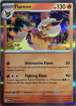 Flareon Holo Rare - 136/165 - Scarlet & Violet 151 Pokemon 2023 - Image 1