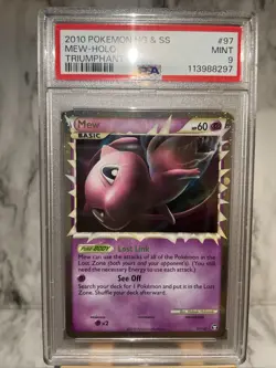 MEW PRIME HOLO 97/102 PSA 9 POKEMON HEARTGOLD & SOULSILVER TRIUMPHANT Swirl - Image 2