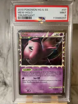 MEW PRIME HOLO 97/102 PSA 9 POKEMON HEARTGOLD & SOULSILVER TRIUMPHANT Swirl - Image 3