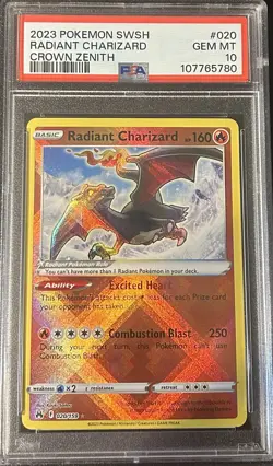 Radiant Charizard Pokemon Sword And Shield Crown Zenith 020 PSA 10 - Image 1