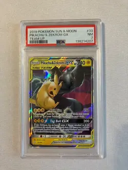 2019 Pokemon Pikachu & Zekrom GX 33/181 Team Up Ultra Rare Holo PSA 7 - Image 1