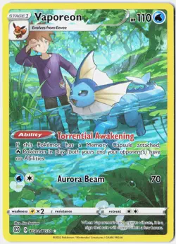 Pokemon *Vaporeon X1 Ultra Rare* (NM) TG02/TG30 SWSH09: Brilliant Stars Trainer - Image 1