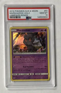 2019 Pokemon Sun & Moon Unbroken Bonds Marshadow - Holo #81 PSA 10GEM MT - Image 1