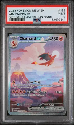 2023 POKEMON MEW EN-151 SPECIAL ILLUSTRATION RARE #199 CHARIZARD EX PSA 9 MINT - Image 1