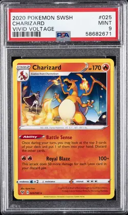 2020 POKEMON SWORD & SHIELD VIVID VOLTAGE #025 CHARIZARD PSA 9 - Image 1