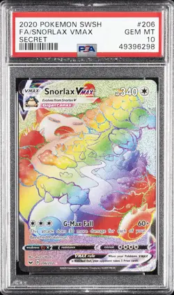 2020 POKEMON SWORD & SHIELD SECRET #206 FULL ART/SNORLAX VMAX PSA 10 - Image 1