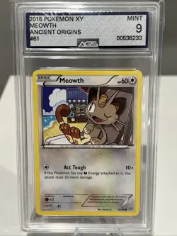 2015 Pokemon XY Meowth Ancient Origins AGS 9 - Image 1
