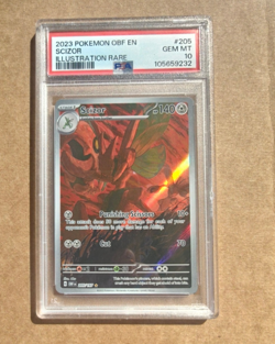 2023 Pokemon OBF EN SCIZOR Illustration Rare #205 PSA 10 GEM MINT - Image 1