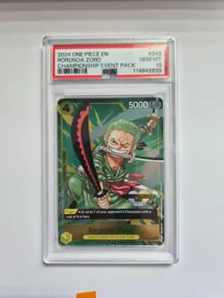 2024 One Piece Gold Stamped Championship Event Pack Roronoa Zoro #042 PSA 10 - Image 1