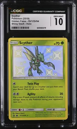 SCYTHER Shiny Vault Holo Hidden Fates #SV1 CGC 10 Pokemon - Image 1