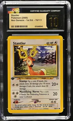2000 Neo Genesis - 1st Ed. Stantler 76/111 CGC PRISTINE 10 POP 4 Pokemon - Image 1