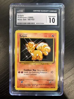 1999 POKEMON GAME BASE SET #68 VULPIX - CGC 10 GEM MINT - Image 1
