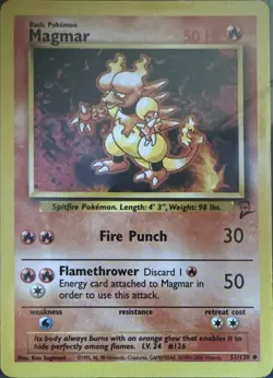 Magmar 51/130 Uncommon Base Set 2 Pokemon Lightly Played - Image 1