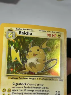 Pokemon TCG Raichu Fossil Holo Card 14/62 Unlimited Rare - Image 3
