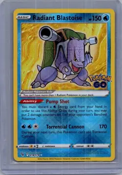 Pokemon TCG Radiant Blastoise Holo Card 018/078 Pokemon Go Rare, Near Mint/Mint - Image 1