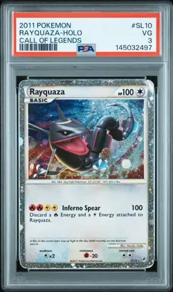 14XX Cert - PSA 3 - 2011 POKEMON CALL OF LEGENDS SL10 RAYQUAZA HOLO - Image 1