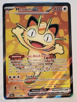 Meowth EX Rare Foil 107/088 Basic 170 HP 60 Attack English Pokemon Card - Image 1
