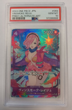 PSA 10 GEM MINT JAPANESE ONE PIECE 2024 VINSMOKE REIJU OP06-069 PRB-01 ALT ART - Image 1