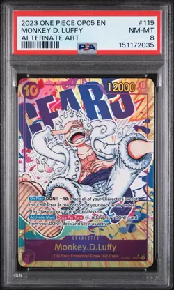2023 ONE PIECE OP05-AWAKENING OF THE NEW ERA GEAR 5 #119 MONKEY D. LUFFY PSA 8 - Image 1
