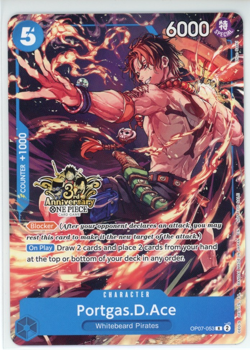 Portgas.D.Ace OP07-053 Alt Art 3rd Anniversary Stamped Promo One Piece TCG - Image 1