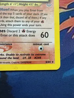 Pokemon Entei Neo Revelation TCG Holo Unlimited Rare Card 6/64 - Image 4