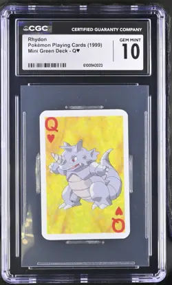 1999 Pokemon Playing Cards Mini Green Deck Rhydon Queen of Hearts CGC 10 - Image 1