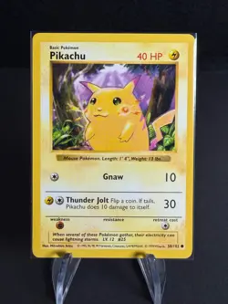 1999 Pokemon Base Set: Pikachu Shadowless (58/102) Red Cheeks - Image 1