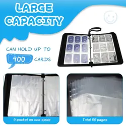 Card Binder 9 Pocket,900 Double Sided Pockets with 50 Removable Sleeves,Sturd... - Image 3