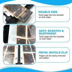 Card Binder 9 Pocket,900 Double Sided Pockets with 50 Removable Sleeves,Sturd... - Image 5