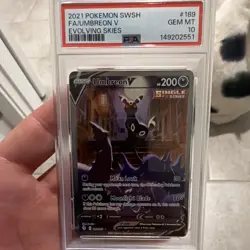 Pokemon TCG Umbreon V Alt Art Holo Evolving Skies 189/203 PSA 10 - Image 1
