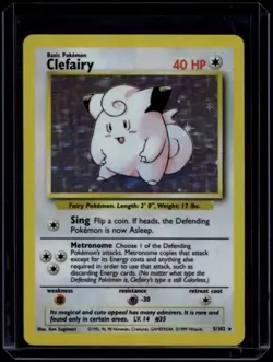 Pokemon TCG Clefairy 5/102 Base Set Holo Rare LP - Image 1