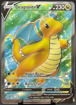 Dragonite V 076/078 Pokemon GO Ultra Rare Full Art Holo Pokemon TCG NM - Image 1