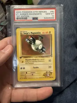 2000 POKEMON GYM HEROES 1ST EDITION #80 LT. SURGE'S MAGNEMITE PSA 10 - Image 1