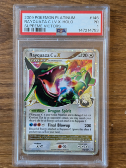 2009 Pokemon Platinum PSA 1 Rayquaza C LV.X #1456 Holo FRESH CASE SLAB - Image 1
