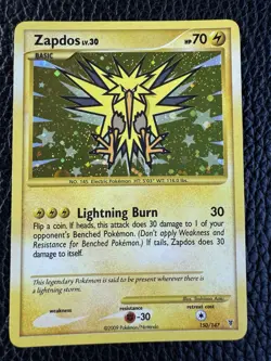 2009 Pokemon Zapdos Holo Secret Rare Card 150/147 Supreme Victors NM - Image 1