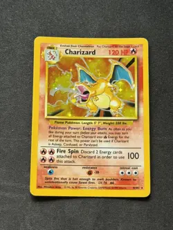 Pokemon Charizard 4/102 Base Set Holo Rare Card Vintage 1999 TCG - Image 1