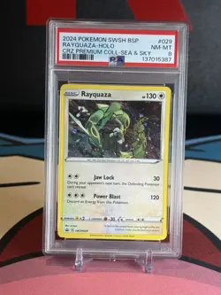 2024 POKEMON SWSH PROMO CROWN ZENITH PREMIUM COLLECTION #029 RAYQUAZA-HOLO PSA 8 - Image 1