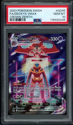 2023 PSA 10 Pokemon Crown Zenith Deoxys VMAX Full Art GG45/GG70 Card Gem Mint - Image 1