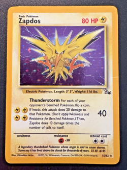 Zapdos 15/62 Fossil Pokemon Card Corrected Holo Foil Rare HP - Image 1