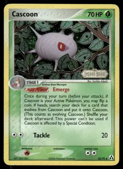 Pokemon Cards Cascoon 30/92 Reverse Holo Legend Maker Uncommon LP - Image 1