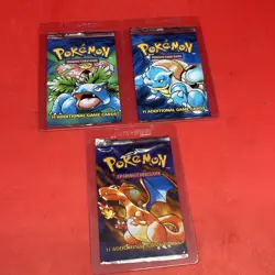 Pokemon Base Set 3 Empty Booster Packs Vintage (no Cards) - Image 1