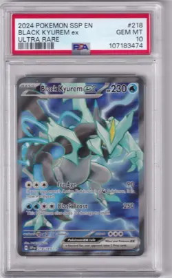 2024 POKEMON SSP FR-SURGING SPARKS ULTRA RARE #218 BLACK KYUREM EX PSA 10 - Image 1